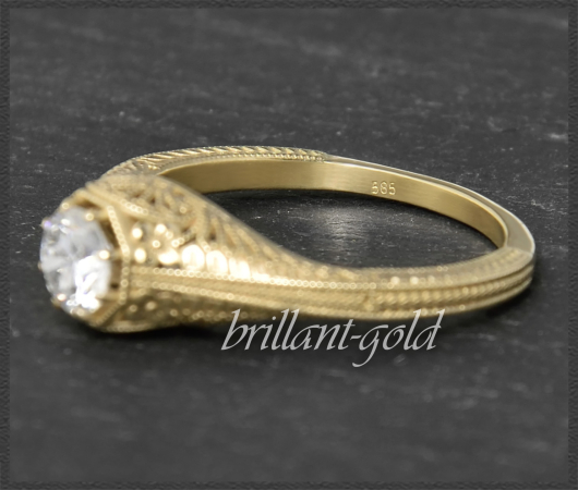 Ring mit 0,50ct Brillant, 585 Gold, Jugendstil Design